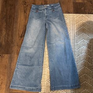 RISEN High-Rise Light Blue Wide-Leg Jeans with Flare